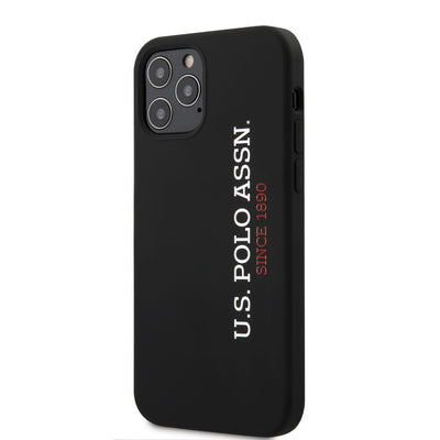 iPhone 12 / 12 Pro - Silicone Black Vertical Logo With Microfiber Interior - U.S. Polo Assn.