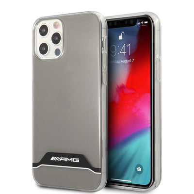 iPhone 12 / iPhone 12 Pro - Hard Case Black Electroplate Horzontal Stripes - AMG