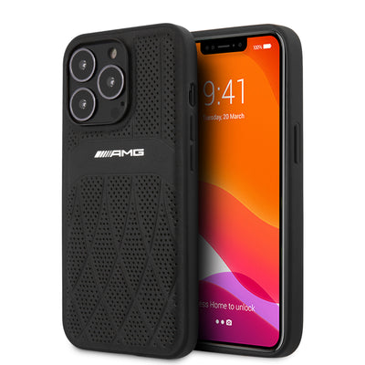 iPhone 13 Pro Max - Leather Black With Curved Lines - AMG