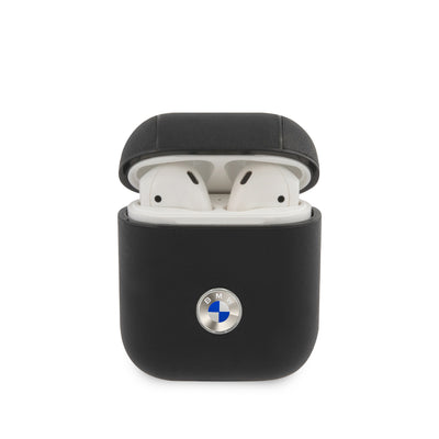 AirPods 1/2 - Leather Black Signature Collection With Metal Logo - BMW