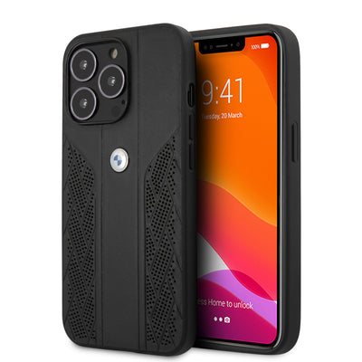 iPhone 13 Pro - Leather Black Curve Perforated Design - BMW