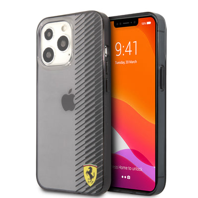 iPhone 13 Pro Max - Hard Case Black Transparent Gradient Print Logo - Ferrari