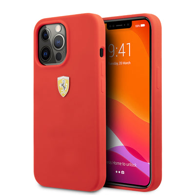 iPhone 13 Pro - Silicone Red On Track Collection With Metal Logo - Ferrari