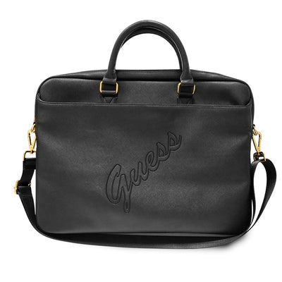 Laptop Bag 15' - PU Leather Black Saffiano Script - Guess