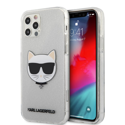 iPhone 12 Pro Max - Hard Case Silver Choupette Head Design - Karl Lagerfeld