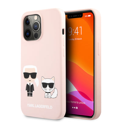 iPhone 13 Pro - Silicone Pink Karl & Choupette Design - Karl Lagerfeld