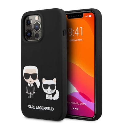 iPhone 13 Pro Max - Silicone Black Karl & Choupette Design - Karl Lagerfeld