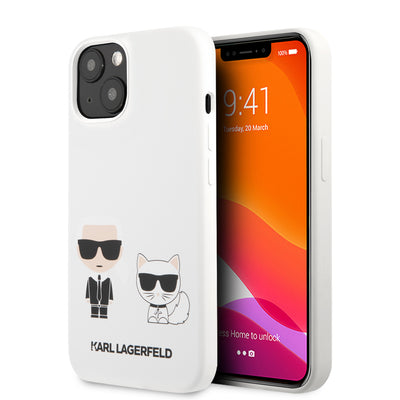iPhone 13 - Silicone White Karl & Choupette Design - Karl Lagerfeld-