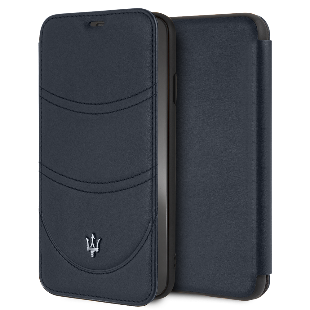 Maserati Phone Case for iPhone XS Max Real Leather Black Wallet