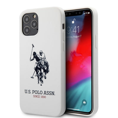 iPhone 12 / 12 Pro - Silicone White Big Horse Logo Print And Microfiber Interior - U.S. Polo Assn.