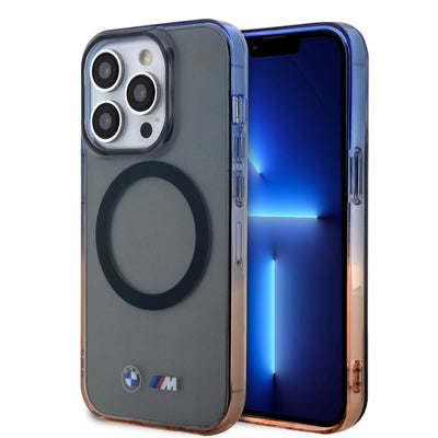 iPhone 14 Pro - Magsafe Compatible Grey Phone Case Gradient Bumper M Logo Hard Case - BMW