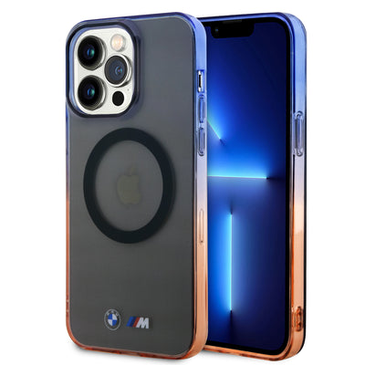 iPhone 14 Pro Max - Magsafe Compatible Grey Phone Case Gradient Bumper M Logo Hard Case - BMW