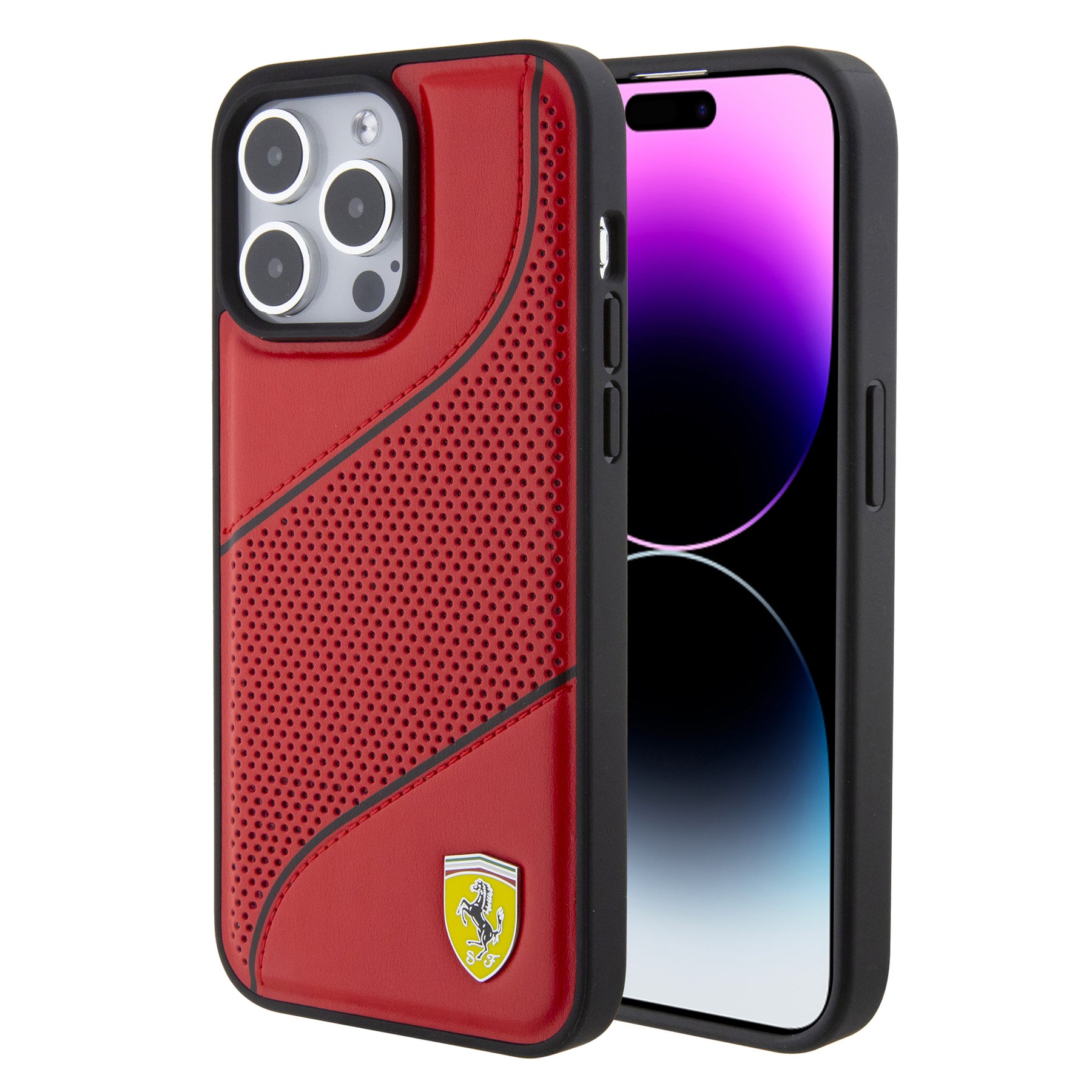 Ferrari Twist Metal Logo case for iPhone 15 Pro Max - red - B2B