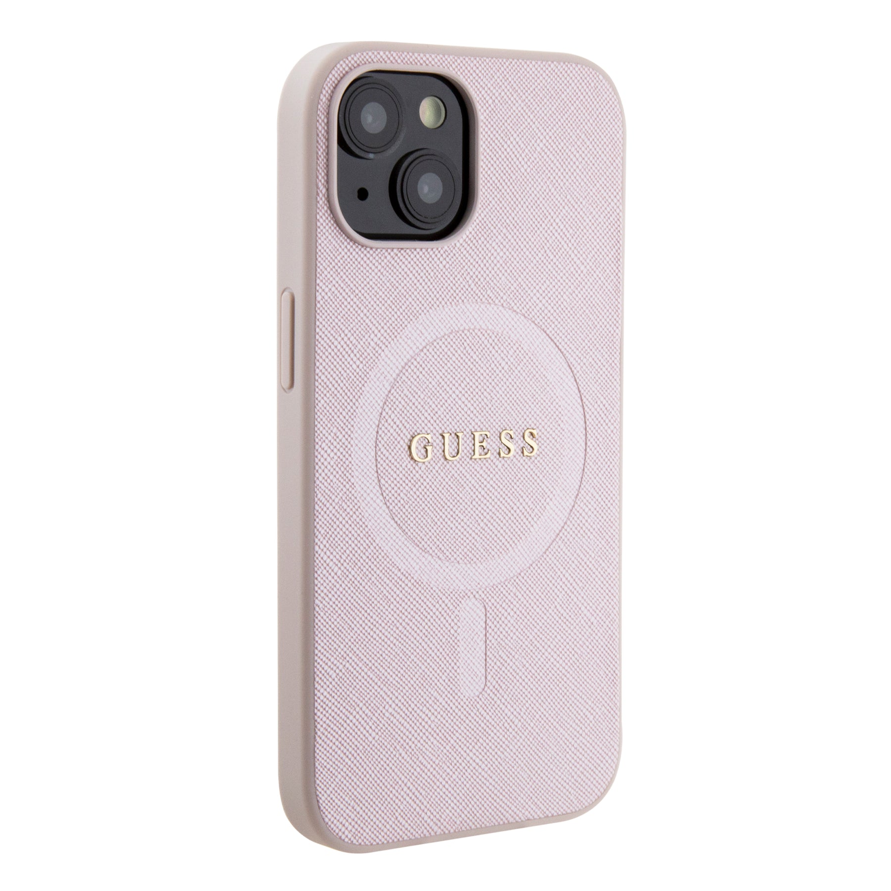 Guess Saffiano MagSafe case for iPhone 15 Plus – pink