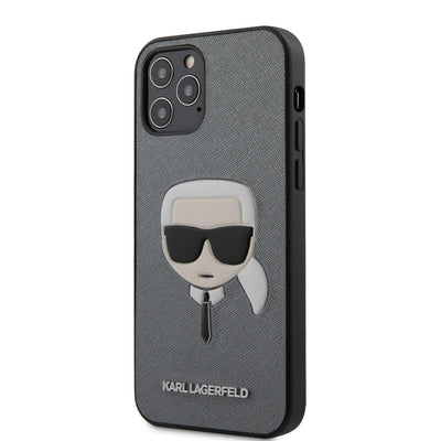 iPhone 12 Pro Max - PU Leather Silver Saffiano Embossed - Karl Lagerfeld