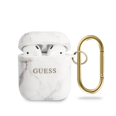 Airpods 1/2 - PC/TPU White Ring Marble Effect - Guess