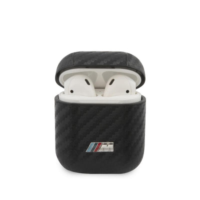 AirPods 1/2 - PU Leather Black Carbon Fiber M Metal Logo - BMW