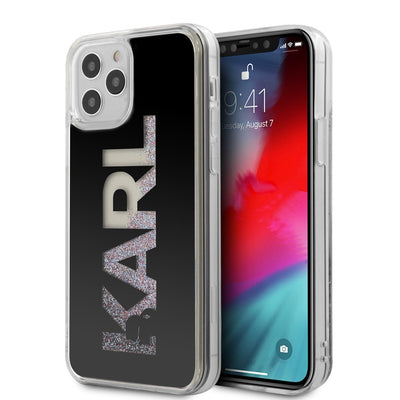 iPhone 12 / 12 Pro - Hard Case Black Multicolor Glitter Logo - Karl Lagerfeld