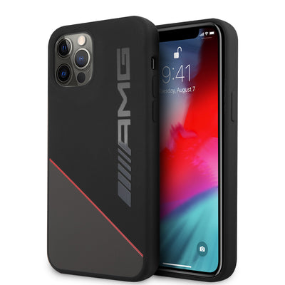 iPhone 12 / iPhone 12 Pro - Silicone Black with Red Stripe Two Tones - AMG