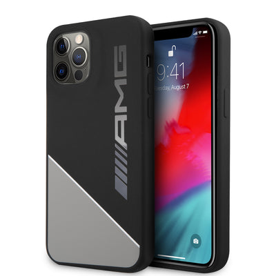 iPhone 12 / iPhone 12 Pro - Silicone Black with White Stripe Two Tones - AMG