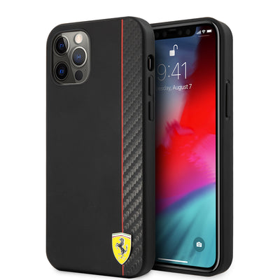 iPhone 12 Pro Max - Leather Black On Track Collection With Stripe - Ferrari