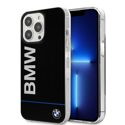 iPhone 13 Pro - Hard Case Black with Blue Line And Printed Logo - BMW