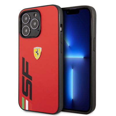 iPhone 13 Pro - Leather Red Printed Big SF Logo - Ferrari