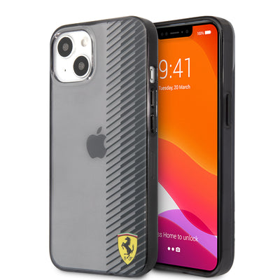 iPhone 13 - Hard Case Black Transparent Gradient Print Logo - Ferrari