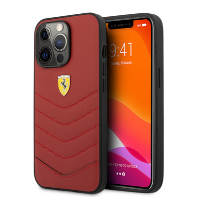 iPhone 13 Pro Max - Leather Case Red Quilted & Red Edge - Ferrari