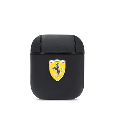 Airpods 1/2 - Leather Black On Track Collection With Logo - Ferrari