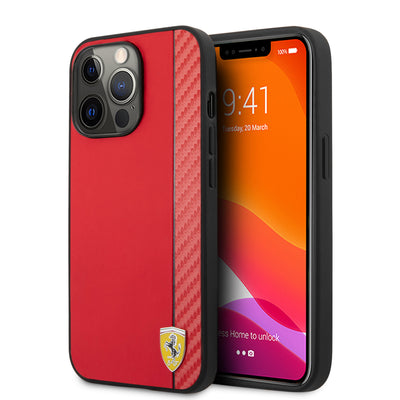 iPhone 13 Pro Max - Leather Red On Track Collection With Stripe - Ferrari