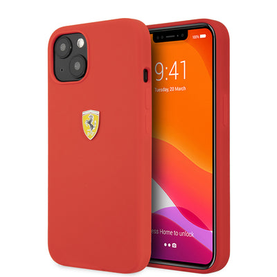 iPhone 13- Silicone Red On Track Collection With Metal Logo - Ferrari