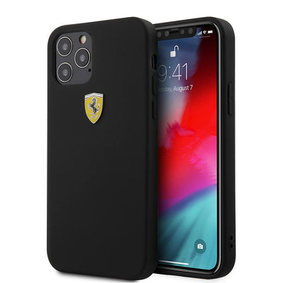 iPhone 12 Pro Max - Hard Case Black On Track Metal Logo - Ferrari