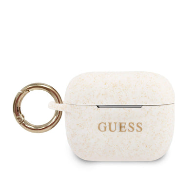Airpods pro - Silicone Whithe Ring Printed Logo & Glitter - Guess