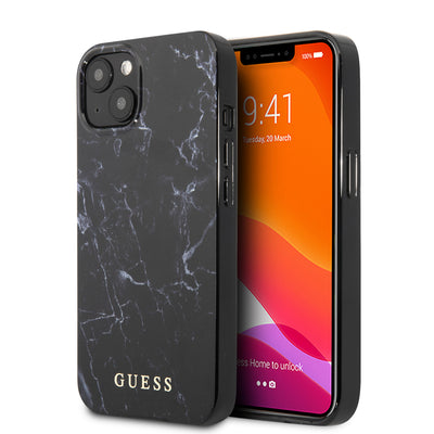 iPhone 13 - Hard Case Black PC/TPU Marble Design - GUESS-