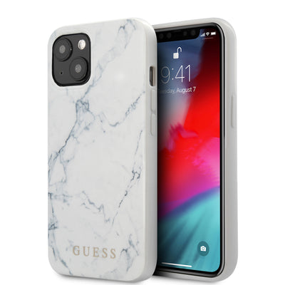 iPhone 13 - Hard Case White PC/TPU Marble Design - GUESS-