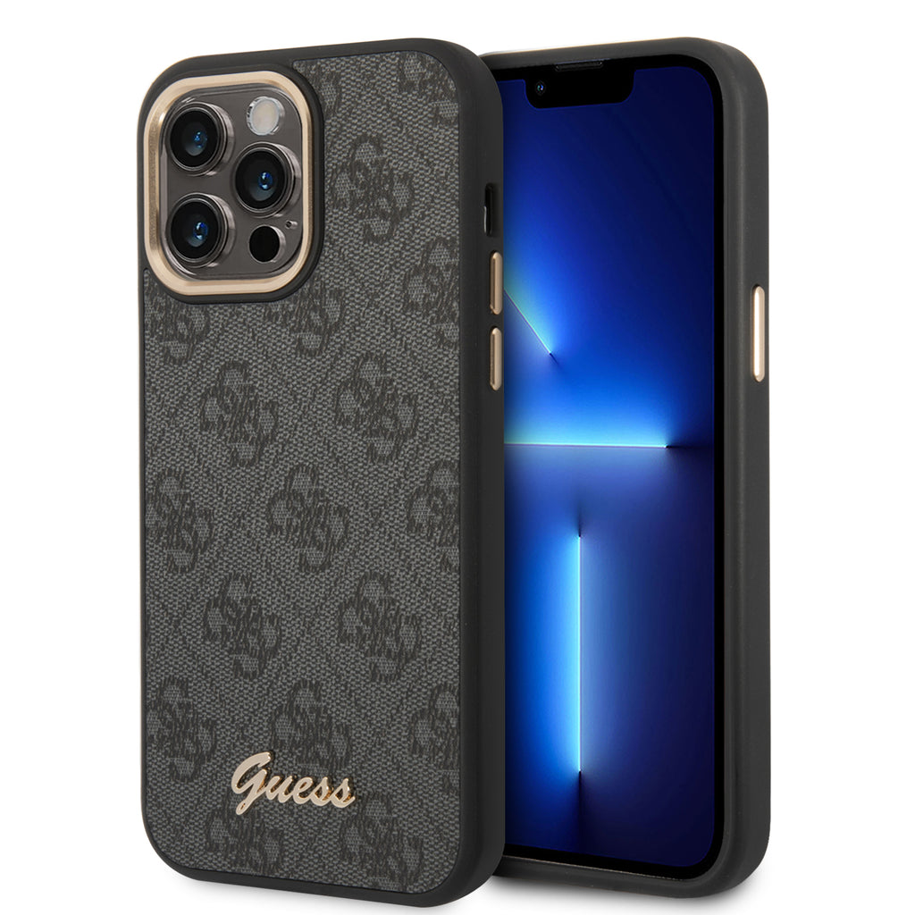 iPhone 14 Pro - PC/TPU Black 4G Pu Case Metal Camera Outline