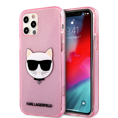 iPhone 12 Pro Max - Hard Case Pink Choupette Head Design - Karl Lagerfeld