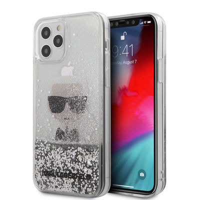 iPhone 12 Pro Max - Hard Case Silver Glitter Ikonik - Karl Lagerfeld