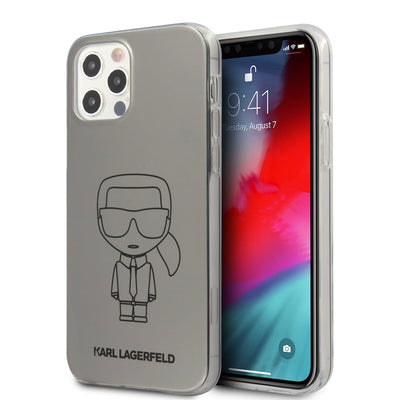  iPhone 12 Pro Max - PC/TPU Silver Metallic Effect Ikonik Outline - Karl Lagerfeld