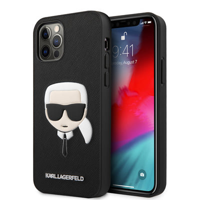 iPhone 12 Pro Max - PU Leather Black Saffiano Embossed - Karl Lagerfeld