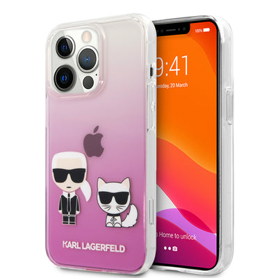 iPhone 13 Pro - Hard Case Pink PC/TPU Ikonik Karl & Choupette - Karl Lagerfeld-