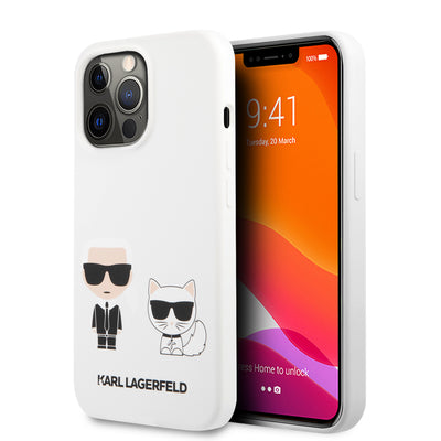 iPhone 13 Pro - Silicone White Karl & Choupette Design - Karl Lagerfeld-