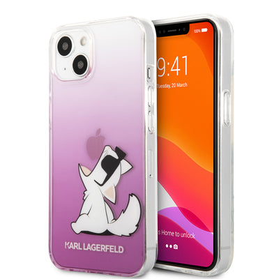 iPhone 13 - Hard Case Pink PC/TPU Gradient Choupette Fun Design - Karl Lagerfeld