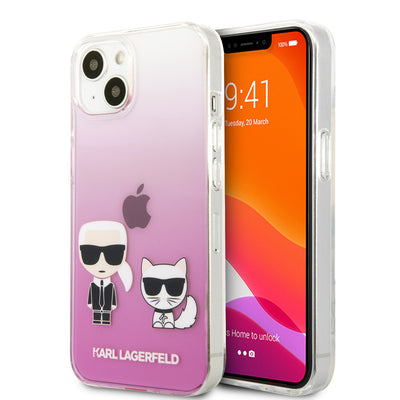 iPhone 13 - Hard Case Pink PC/TPU Ikonik Karl & Choupette - Karl Lagerfeld-