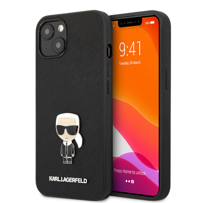 iPhone 13 - Hard Case Black Saffiano Ikonik Karl  - Karl Lagerfeld-