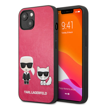 iPhone 13 - Leather Fushia Pu Karl & Choupette Embossed Bodies - Karl Lagerfeld-