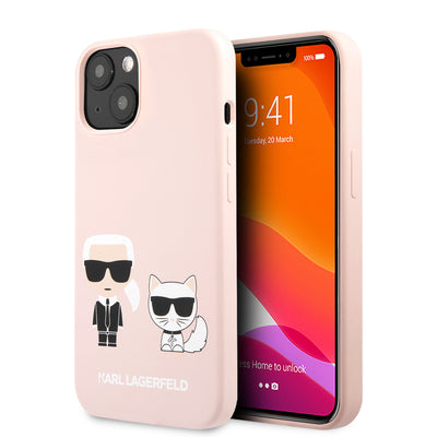 iPhone 13- Silicone Pink Karl & Choupette Design - Karl Lagerfeld