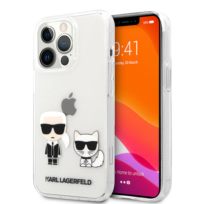 iPhone 13 Pro Max - Hard Case Clear PC/TPU Ikonik Karl and Choupette design - Karl Lagerfeld-