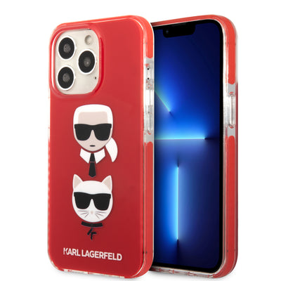 iPhone 13 Pro Max - Hard Case Red Karl and Choupette Heads Design - Karl Lagerfeld